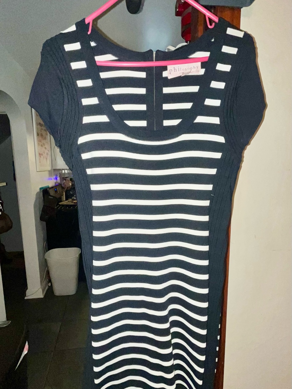 Philosophy BlackWhite Striped Women's Knit dress bandaid dress 90s